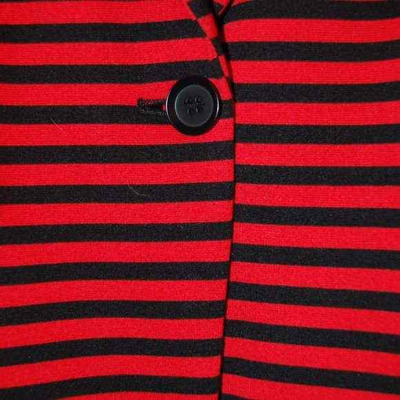 OLIVIA MOON  Women's Red/Blacked Striped one Button Jacket Size Med. - Picture 4 of 11